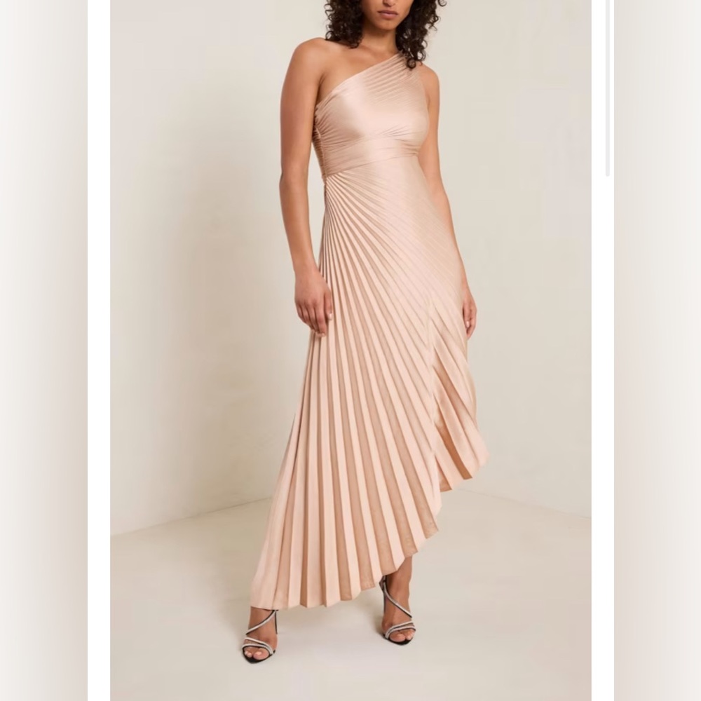 A.L.C. One Shoulder Pleated Dress in Blush
